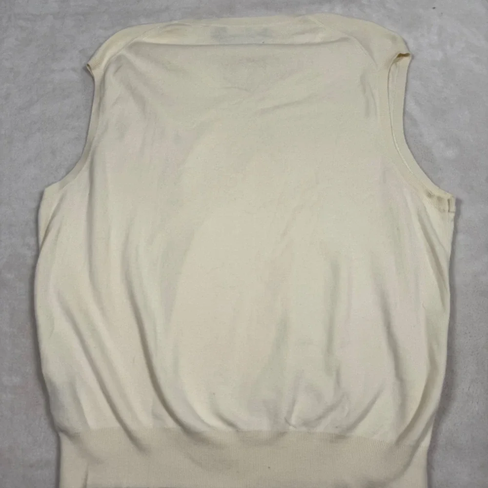 Polo Ralph Lauren Vintage Men V‎ Neck Sweater Vest Cream XL Pima Cotton Preppy